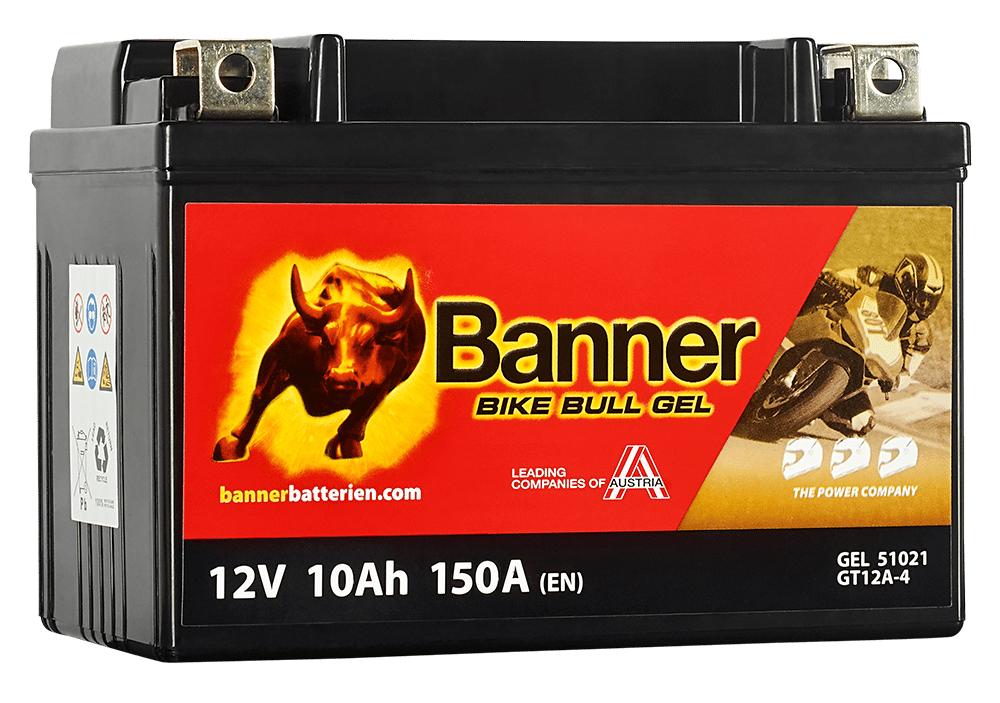 12V 10Ah 150A Banner Bike Bull GEL 51021 Motorradbatterie GT12A-4