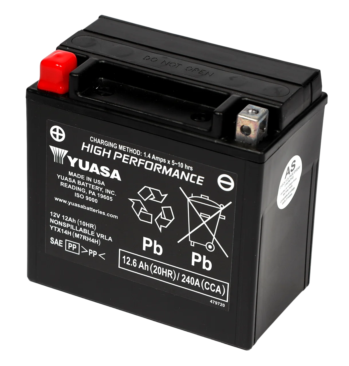 12V 12Ah 240A Yuasa YTX14H / YTX14H-BS AGM Motorradbatterie