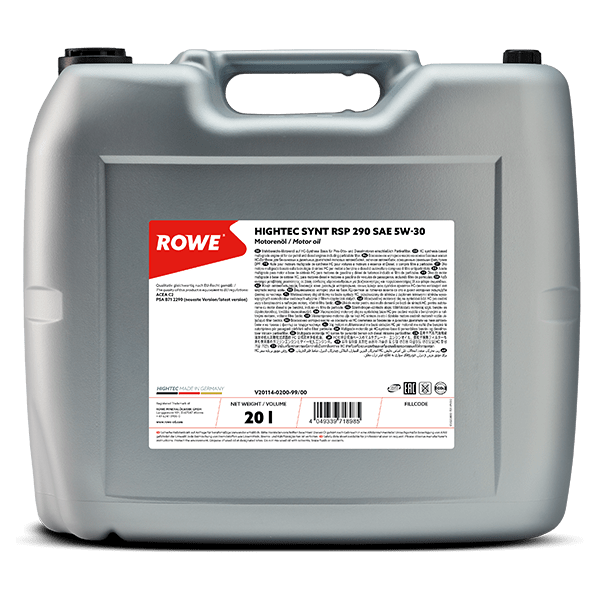 20114-0200-99-ROWE HIGHTEC SYNT RSP 290 SAE 5W-30 Motorenöl 20 Liter