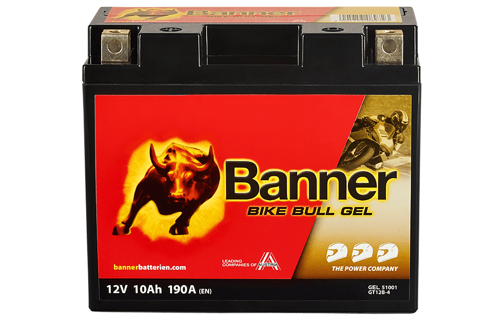 12V 10Ah 190A Banner Bike Bull GEL 51001 Motorradbatterie GT12B-4