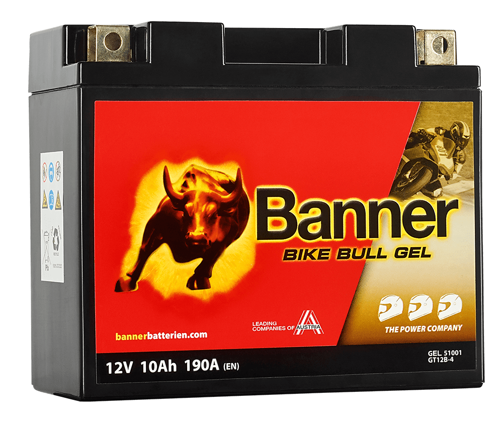 12V 10Ah 190A Banner Bike Bull GEL 51001 Motorradbatterie GT12B-4