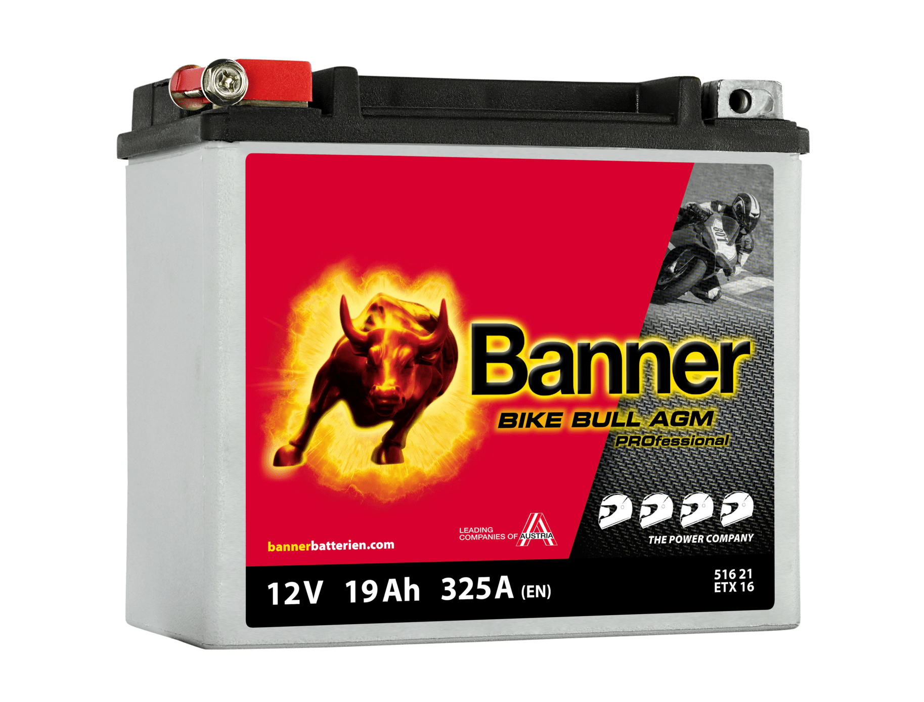 12V 19Ah 325A Banner Bike Bull AGM PRO 51621 Motorradbatterie ETX16