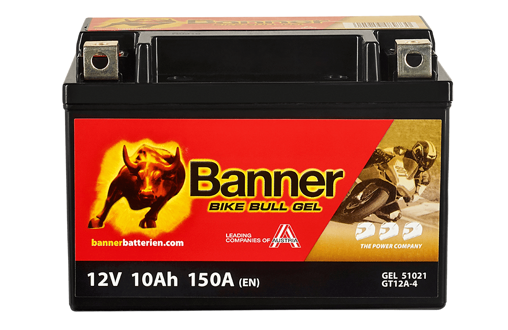 12V 10Ah 150A Banner Bike Bull GEL 51021 Motorradbatterie GT12A-4