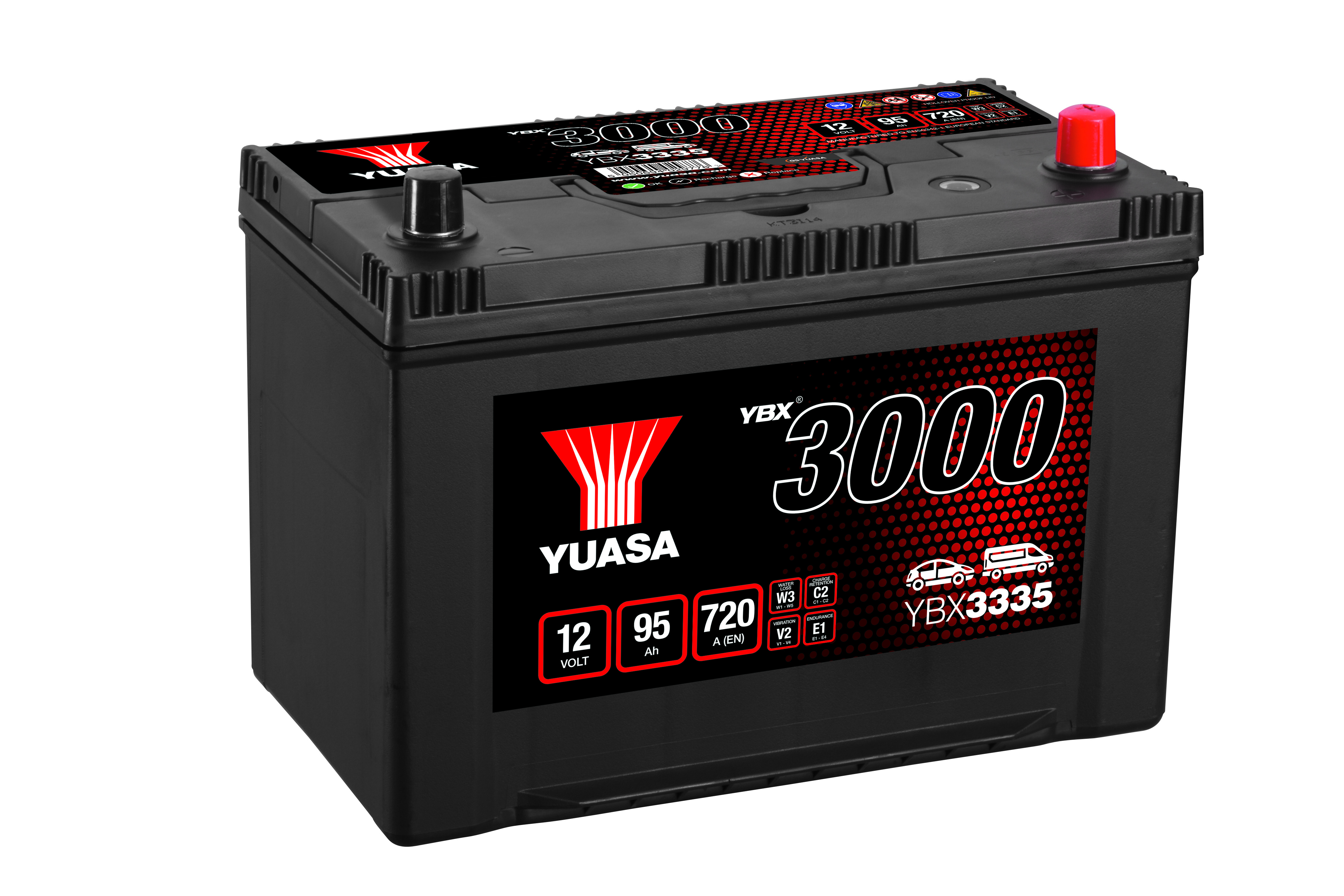 12V 95Ah 720A Yuasa YBX3335 SMF JIS D31 Autobatterie