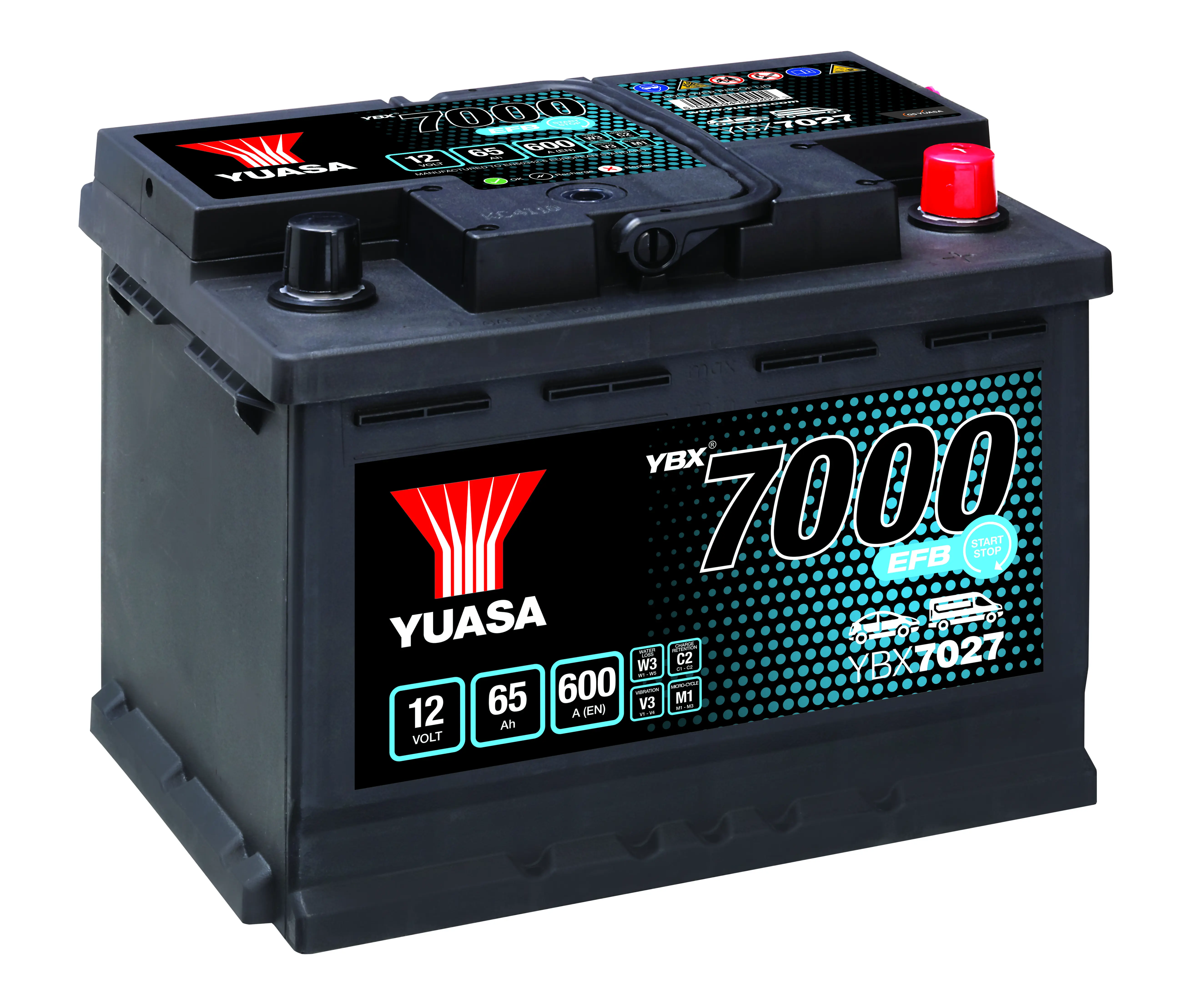 12V 65Ah 600A (EN) YBX7000 Yuasa YBX7027 EFB Start Stop Batterie