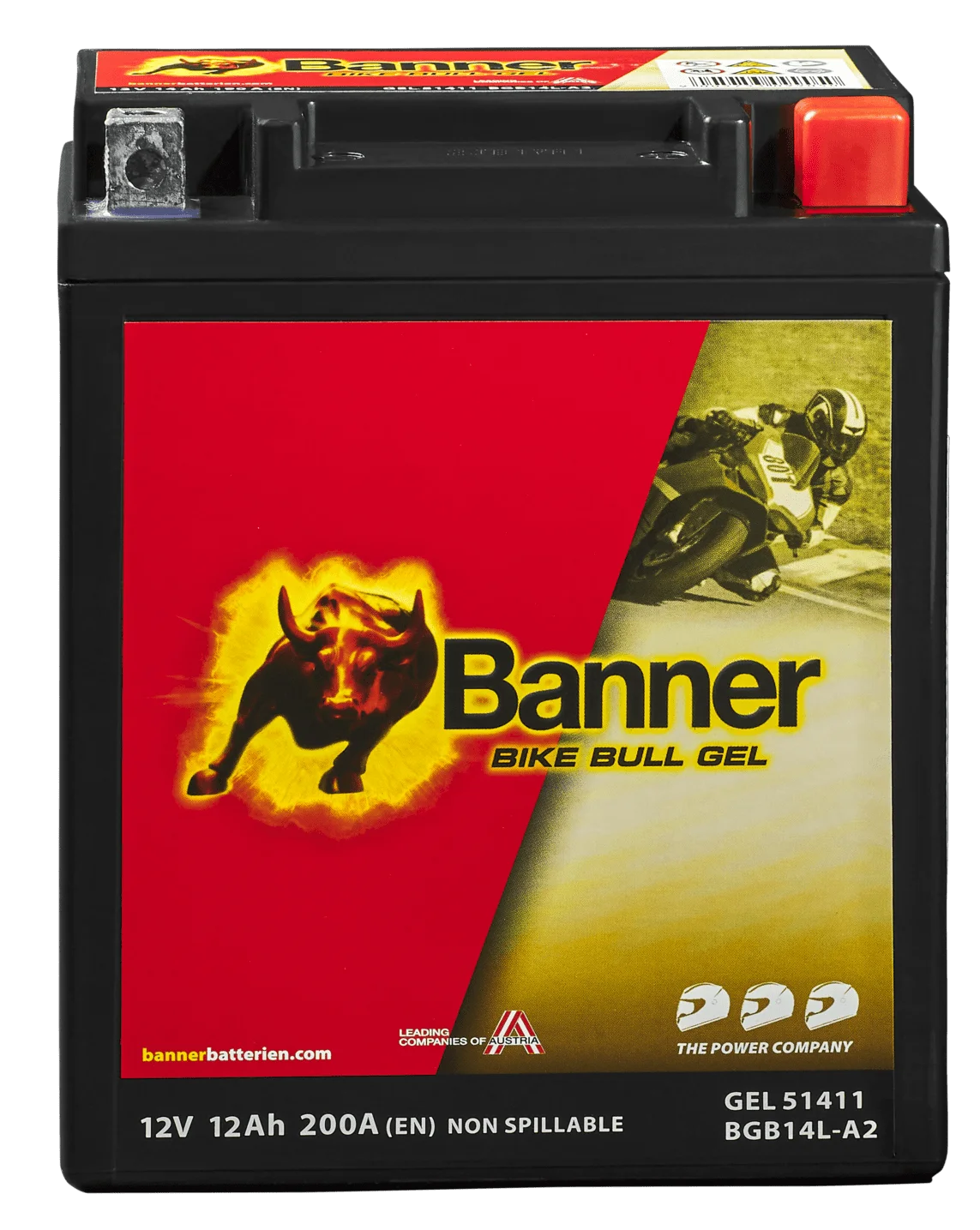 12V 12Ah 200A Banner Bike Bull GEL 51411 Motorradbatterie BGB14L-A2