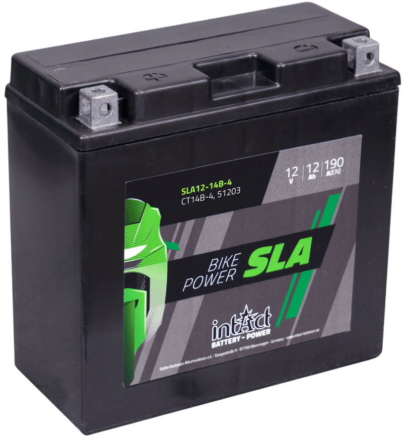 12V 12Ah 190A intAct Bike Power SLA12-14B-4 Motorradbatterie