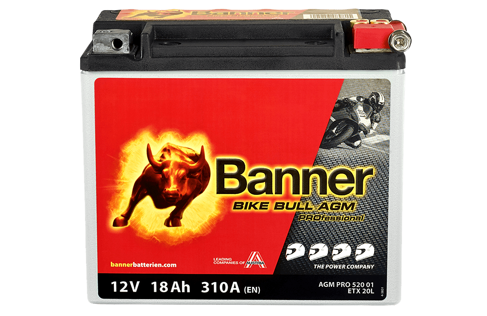 12V 18Ah 310A Banner Bike Bull AGM PRO 52001 Motorradbatterie ETX20L