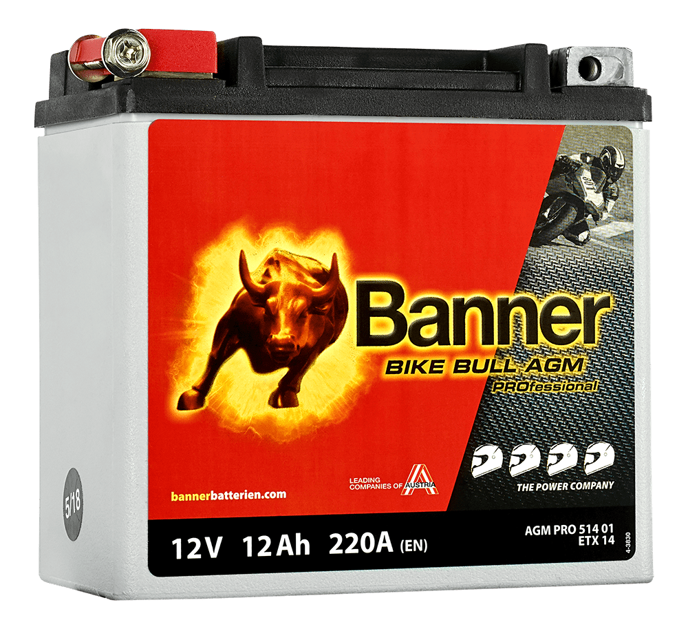 12V 12Ah 220A Banner Bike Bull AGM PRO 51401 Motorradbatterie ETX14