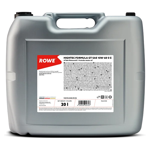 ROWE HIGHTEC FORMULA GT SAE 10W-60 S-Z 4-Takt Motorenöl Motorradöl 20 Liter