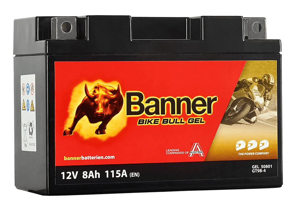 12V 8Ah 115A Banner Bike Bull GEL 50801 Motorradbatterie GT9B-4