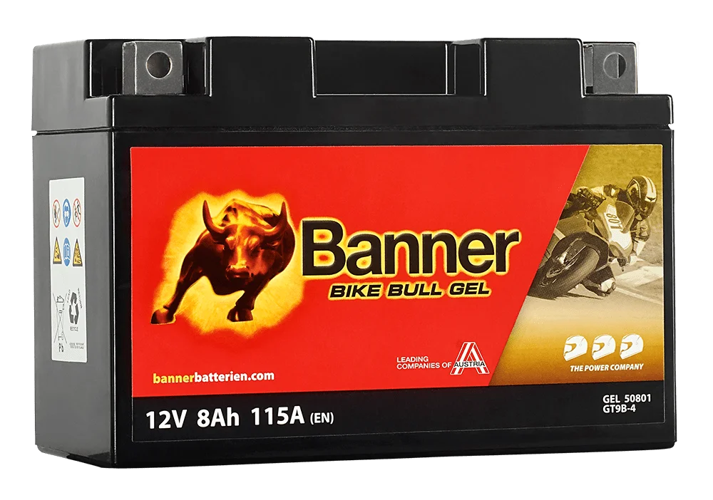 12V 8Ah 115A Banner Bike Bull GEL 50801 Motorradbatterie GT9B-4