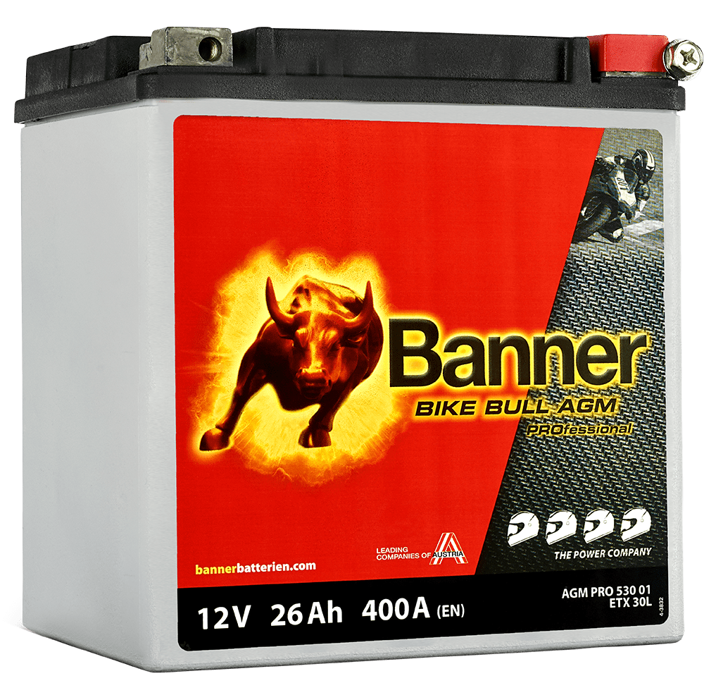 12V 26Ah 400A Banner Bike Bull AGM PRO 53001 Motorradbatterie ETX30L