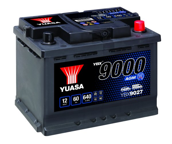 12V 60Ah 640A Yuasa YBX9027 AGM Autobatterie