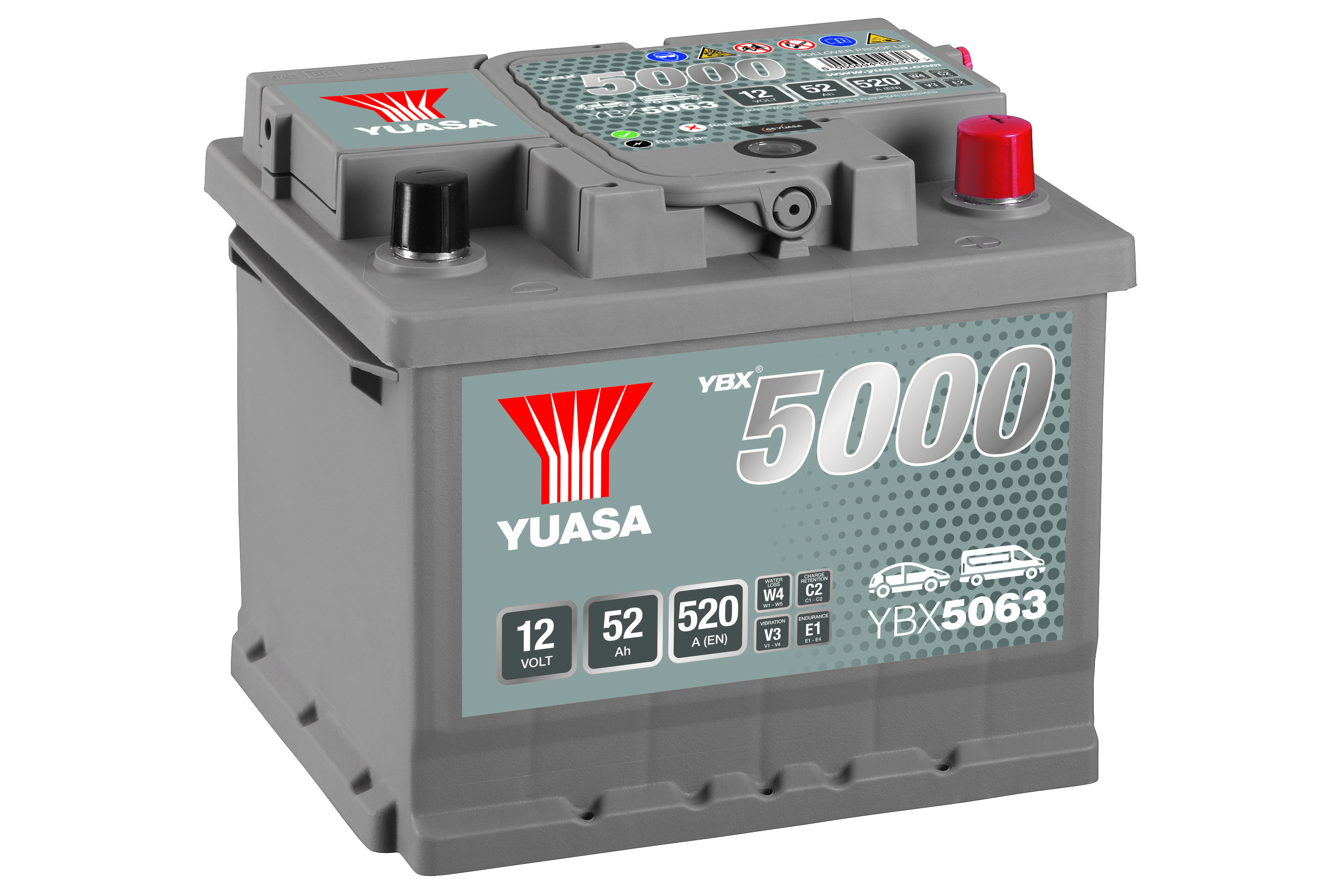 12V 52Ah 520A Yuasa YBX5063 Autobatterie