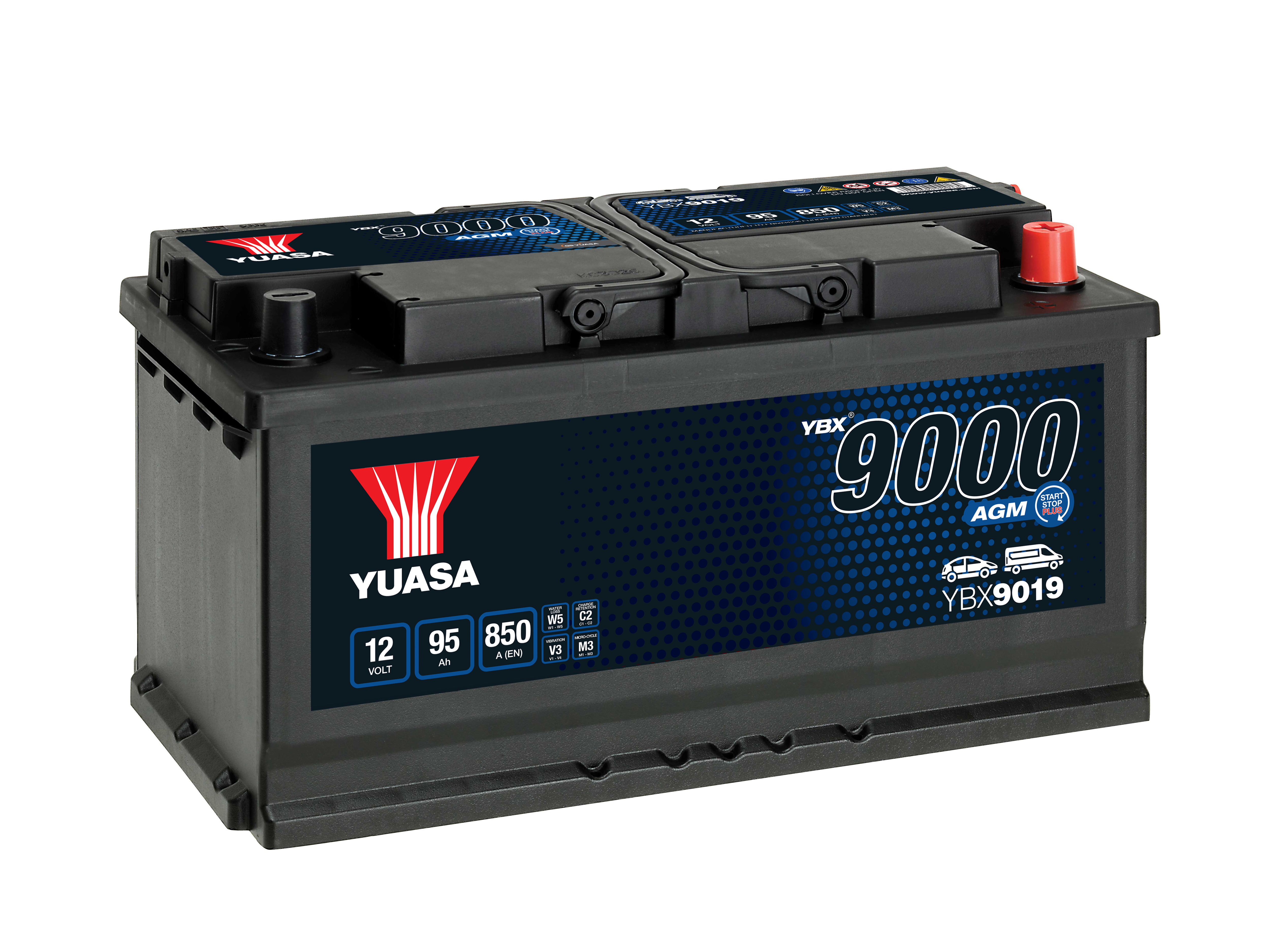 12V 95Ah 850A Yuasa YBX9019 AGM Autobatterie